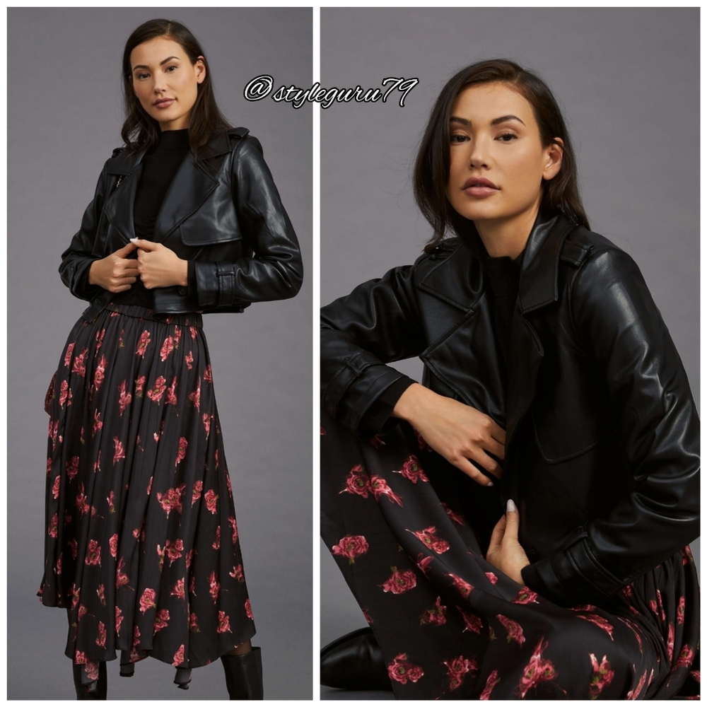 NWT, Anthropologie, Avec Les Filles Faux Leather Jacket in Black